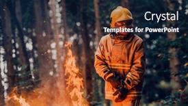  Presentation with fire service - Slide deck featuring firefighter-at-job-firefighter background and a navy blue colored foreground