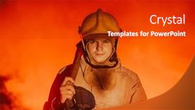  Presentation with fire service - Presentation design enhanced with firefighter-at-job-firefighter background and a crimson colored foreground