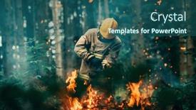  Presentation with fire service - Slide deck with firefighter-at-job-firefighter background and a ocean colored foreground