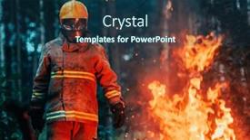  Presentation with fire service - Theme consisting of firefighter-at-job-firefighter background and a ocean colored foreground