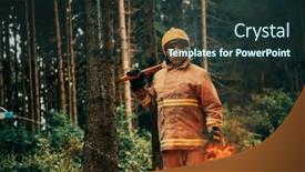  Presentation with fire service - Presentation enhanced with firefighter-at-job-firefighter background and a tawny brown colored foreground