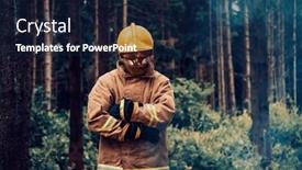  Presentation with fire service - Presentation having firefighter-at-job-firefighter background and a navy blue colored foreground