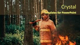  Presentation with fire service - Slide set enhanced with firefighter-at-job-firefighter background and a tawny brown colored foreground