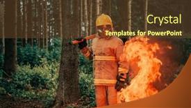  Presentation with fire service - Presentation theme consisting of firefighter-at-job-firefighter background and a tawny brown colored foreground