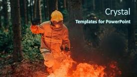  Presentation with fire service - Theme having firefighter-at-job-firefighter background and a wine colored foreground