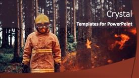  Presentation with fire service - Slide deck featuring firefighter-at-job-firefighter background and a tawny brown colored foreground