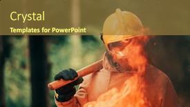  Presentation with fire service - Presentation theme with firefighter-at-job-firefighter background and a tawny brown colored foreground