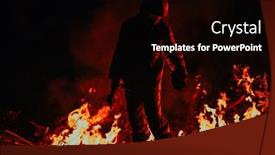  Presentation with fire service - PPT theme with firefighter-at-job-firefighter background and a  colored foreground