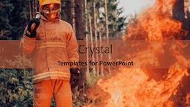  Presentation with fire service - Theme featuring firefighter-at-job-firefighter background and a red colored foreground