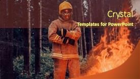  Presentation with fire service - Presentation theme having firefighter-at-job-firefighter background and a tawny brown colored foreground