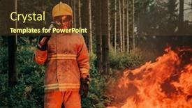  Presentation with fire service - Presentation theme featuring firefighter-at-job-firefighter background and a tawny brown colored foreground