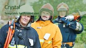  Presentation with firefighter - Cool new slide set with arid terrain as a result of the drought with old and new bridge background in construction backdrop and a gray colored foreground.