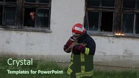  Presentation with baby girl - Slide set having firefighter-hero-carrying-baby-girl background and a tawny brown colored foreground