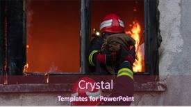  Presentation with baby girl - Presentation theme enhanced with firefighter-hero-carrying-baby-girl background and a tawny brown colored foreground