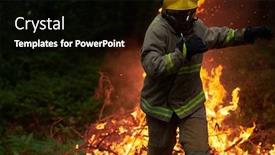  Presentation with fire rescue - Presentation theme with firefighter-hero-in-action-danger background and a black colored foreground