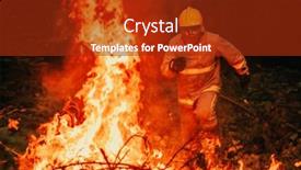  Presentation with fire rescue - PPT theme enhanced with firefighter-hero-in-action-danger background and a crimson colored foreground