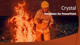  Presentation with fire rescue - PPT layouts featuring firefighter-hero-in-action-danger background and a tawny brown colored foreground