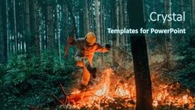  Presentation with fire rescue - Slides enhanced with firefighter-hero-in-action-danger background and a  colored foreground