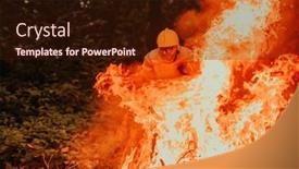  Presentation with fire rescue - Presentation design consisting of firefighter-hero-in-action-danger background and a  colored foreground