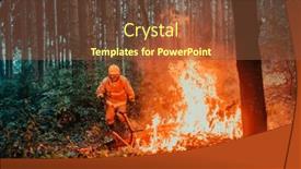  Presentation with fire rescue - Slide set with firefighter-hero-in-action-danger background and a  colored foreground