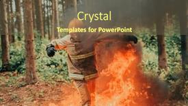  Presentation with fire rescue - Presentation design featuring firefighter-hero-in-action-danger background and a violet colored foreground