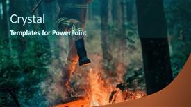  Presentation with fire rescue - PPT theme consisting of firefighter-hero-in-action-danger background and a ocean colored foreground