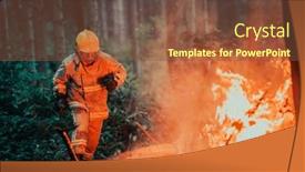  Presentation with fire rescue - Presentation consisting of firefighter-hero-in-action-danger background and a tawny brown colored foreground