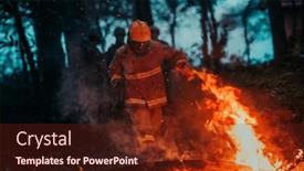 Presentation with fire rescue - Presentation theme having firefighter-hero-in-action-danger background and a tawny brown colored foreground