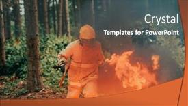  Presentation with fire rescue - Presentation theme having firefighter-hero-in-action-danger background and a ocean colored foreground