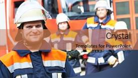  Presentation with firefighter - Theme enhanced with firefighter in uniform in front background and a coral colored foreground