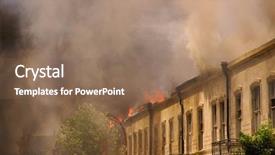  Presentation with smoke - Cool new slide deck with firefighter ladder - fire and smoke backdrop and a  colored foreground