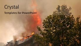  Presentation with firefighter - Colorful slides enhanced with firefighter ladder - fire in the city center backdrop and a coral colored foreground