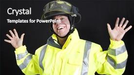  Presentation with firefighter - Slide set featuring firefighter lets off steam background and a dark gray colored foreground