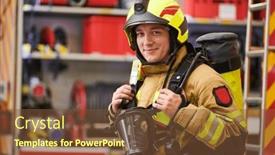  Presentation with firefighter - Slides consisting of firefighter-on-duty-portrait background and a tawny brown colored foreground
