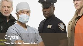  Presentation with firefighter - Colorful slides enhanced with firefighter surgeon police officer backdrop and a tawny brown colored foreground