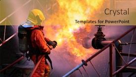  Presentation with fire explosion - Presentation design consisting of firefighter-using-water-fog-type background and a yellow colored foreground