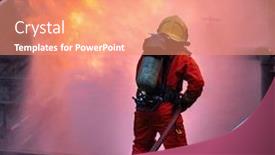  Presentation with fire explosion - PPT layouts with firefighter-using-water-fog-type background and a coral colored foreground