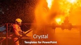  Presentation with fire explosion - Theme consisting of firefighter-using-water-fog-type background and a crimson colored foreground