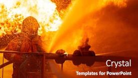  Presentation with fire explosion - PPT layouts featuring firefighter-using-water-fog-type background and a tawny brown colored foreground
