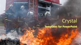  Presentation with public safety - Slide set featuring firefighters-fight-the-fire-flame background and a tawny brown colored foreground