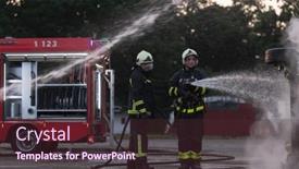  Presentation with public safety - Theme with firefighters-fight-the-fire-flame background and a tawny brown colored foreground