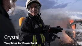  Presentation with public safety - Presentation theme featuring firefighters-fight-the-fire-flame background and a black colored foreground