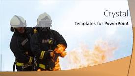  Presentation with public safety - Slides having firefighters-fight-the-fire-flame background and a sky blue colored foreground