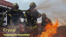  Presentation with public safety - PPT layouts featuring firefighters-fight-the-fire-flame background and a tawny brown colored foreground