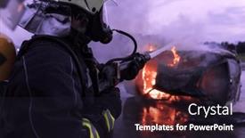  Presentation with public safety - Presentation theme featuring firefighters-fight-the-fire-flame background and a wine colored foreground