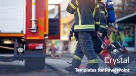  Presentation with firefighters - Beautiful slides featuring firefighters-rolled-up-water-hoses backdrop and a ocean colored foreground