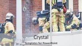  Presentation with firefighters - Audience pleasing slide deck consisting of firefighters team working backdrop and a sky blue colored foreground