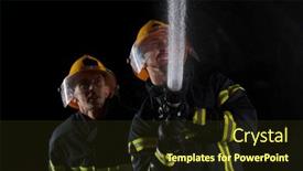  Presentation with water rescue - Theme having firefighters-use-a-water-hose background and a tawny brown colored foreground