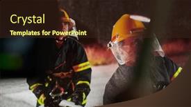  Presentation with water rescue - Presentation enhanced with firefighters-using-a-water-hose background and a wine colored foreground