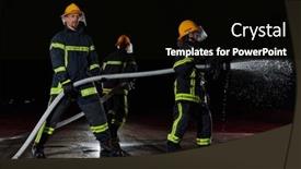  Presentation with water rescue - PPT theme enhanced with firefighters-using-a-water-hose background and a black colored foreground